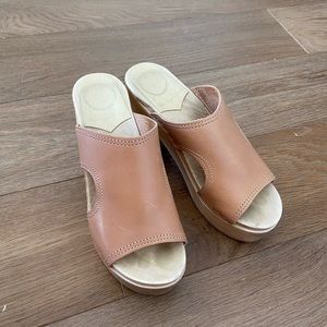 No. 6 Alexis Platform Clogs in Tan, size 36